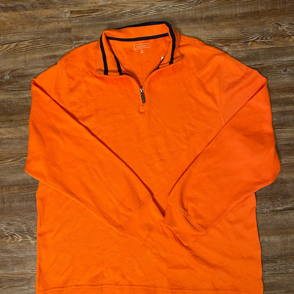 Men Club Room Orange Zip Up Pull Over Size XXL